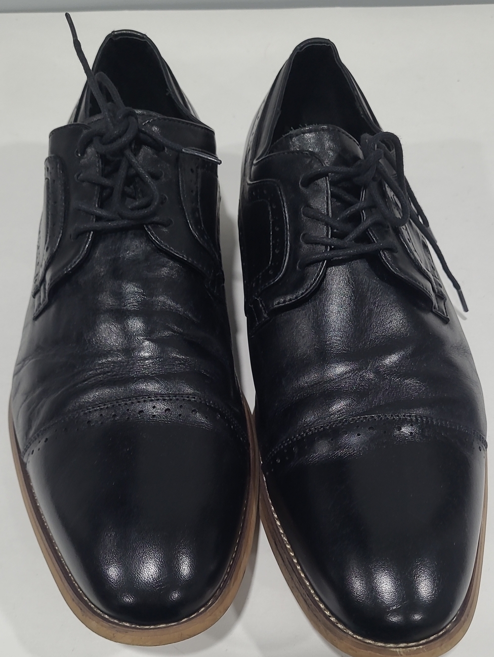 STACY ADAMS Classic Black Leather Cap-Toe Lace-Up Dress Shoes 10W